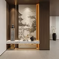 New Chinese Style Entrance Duan Jing Shuan Ma Zhu Zen Mural 3d model