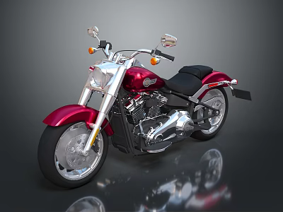Red Cruiser Motorcycle With Black Seat Chrome Details Shiny Wheels And Modern Design 3d model