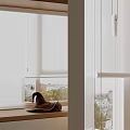 Modern White Light Filtering Roller Curtain For Window With Urban City View