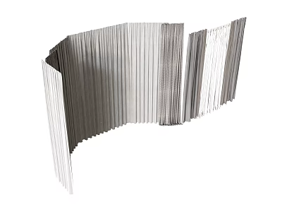 Modern Vertical Blinds Curtains with Gray And White Slats in Folded Adjustable Design 3d model
