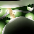 Round Dome Tent on Green Grass with Curved Pathway and Streetlights