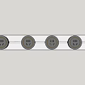 Gray Switch Panel With Four Outlets And Yellow Trim Design