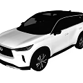 White Infiniti SUV With Sleek Design And Black Accents On Gray Floor