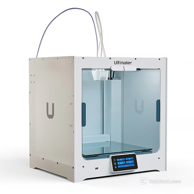 Ultimaker 3D Printer Modern Daily Appliance With White Casing Transparent Door And Digital 3d model 