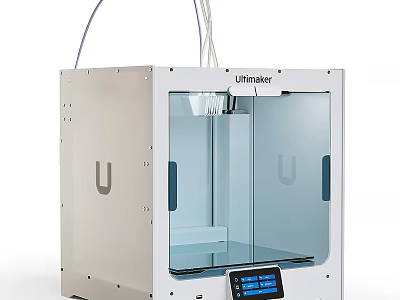Ultimaker 3D Printer Modern Daily Appliance With White Casing Transparent Door And Digital 3d model