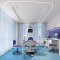 Modern Dental Clinic Interior With Blue Floor White Cabinets And Dental Equipment