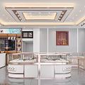 Elegant Modern Jewelry Store Interior With Glass Display Cases Soft Lighting And Brand Logo Signage