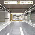 Modern Parking Lot Entrance With Clear Floor Arrows And Number Markings