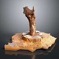 Natural Wooden Stone Decorative Sculpture with Stump Base and Textured Details