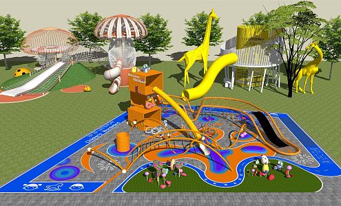 Modern Amusement Equipment Special-shaped Children's Paradise Creative Slide Playground Activity Site Facilities 3d model