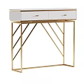 Elegant Modern Vanity Table With White Top And Gold Metal Frame Design 3d model