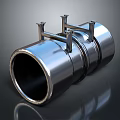 Industrial Metallic Pipe Fitting With Shiny Chrome Surface And Flange Brackets