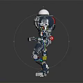 Humanoid Robots With Different Sizes Standing Together In Detailed Mechanical Design 3d model