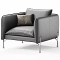 Brown Leather Leisure Chair With Metal Legs And Geometric Pattern Accent Pillow