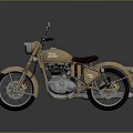 Gold Vintage Motorcycle With Brown Leather Seat And Shiny Metallic Engine