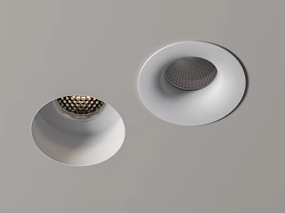 Modern Recessed Downlights And Spotlights With White Trim And Grid Design 3d model