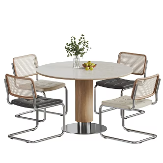 Modern Log Wind Tunnel Stone Rock Plate Dining Table and Chair Round Dining Table and Chair Cream Style Dining Table and Chair Rattan Dining Table Ornaments Rock Plate Dining Table 3d model