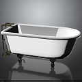 Classic White Freestanding Bathtub With Gold Metal Legs And Faucet Bathroom Furniture