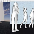 Women in Different Poses Standing Stretching and Sitting in Modern Studio Room