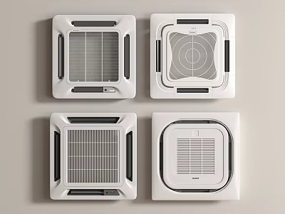 Stylish Air Conditioner Fans With Modern Square Design And Grid Pattern 3d model