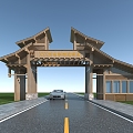 Chinese style scenic spot gate head archway 3d model