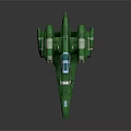 Streamlined Green Aerospace Spaceship Featuring Two Engines And Transparent Cockpit Windows