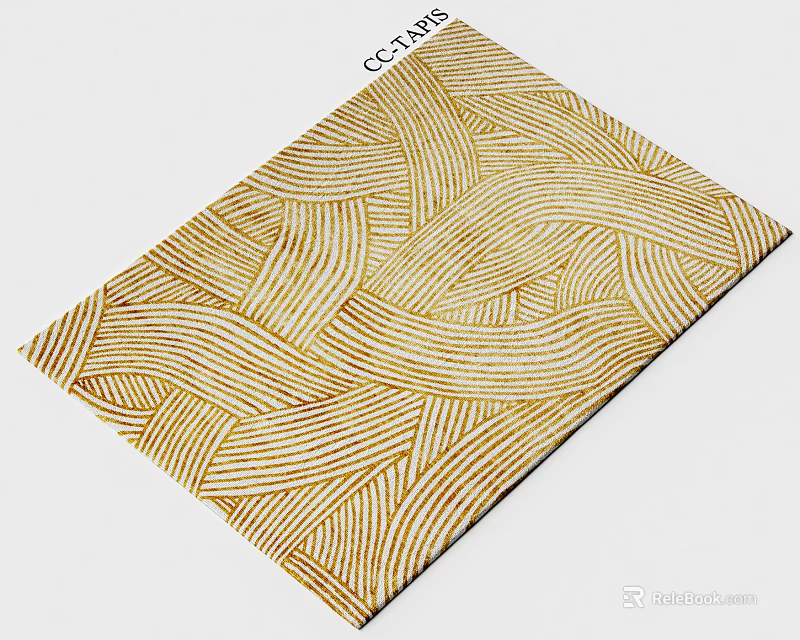 Beige And White Square Carpet With Wavy Striped Pattern For Home Decor 3d model 