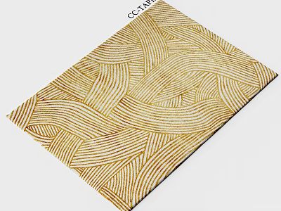 Beige And White Square Carpet With Wavy Striped Pattern For Home Decor 3d model
