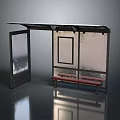 Modern Bus Shelter Equipment With Roof Glass Panels And Red Bench