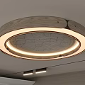 Round Wooden Frame Ceiling Light with Textured Center and Warm Illumination