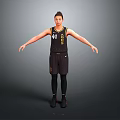 Man in Black Basketball Jersey Number 21 with Arms Outstretched and Black Sneakers