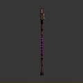 Magic Staff Weapon With Curved Top Bell Decoration And Purple Winding On Wooden Shaft