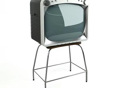Vintage Retro TV Set With Classic Design On Metal Stand 3d model