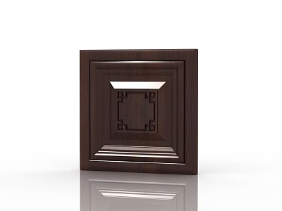 Dark Brown Wooden Cabinet Door With Intricate Chinese Carved Pattern And Glossy Surface 3d model