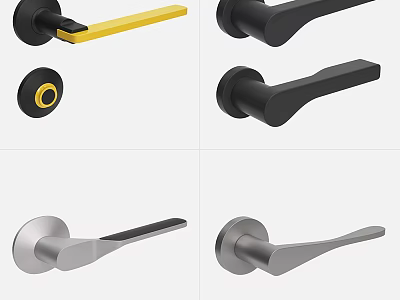 Modern Door Handles With Different Design Styles And Various Color Options 3d model