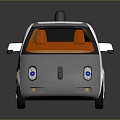 Small Silver Modern Car With Black Roof Device And Orange Interior Seats 3d model