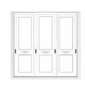 Three Panel Sliding Doors With Decorative Panels And White Frame Interior Design 3d model