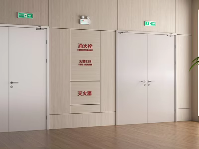 Fire Safety Equipment with Fire Hydrant Fire Extinguisher and Emergency Exit Doors 3d model