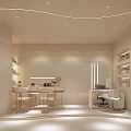 Modern Beauty Salon Interior Design With Styling Stations Mirrors And Comfortable Seating 3d model