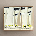 Modern Abstract Oil Painting With Green White Brown Hues And Textured Brushstrokes