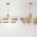 Modern Crystal Chandeliers with Gold Frame and Transparent Glass Crystal Elements