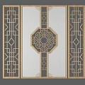 Chinese Traditional Decorative Partition With Golden Geometric Patterns White Panel And Octagonal Design 3d model