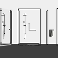 Modern Shower Head With Handheld Shower And Glass Partition In Bathroom Space