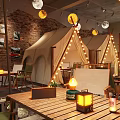 WILD UTOPIA Restaurant Outdoor Seating With Barbecue And Beer String Lights And Plants