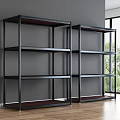 Modern Black Metal Frame Open Storage Shelving Unit With Multi Tier Design 3d model