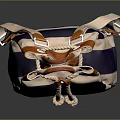 Stylish Bucket Bag With White Navy Orange Stripes Leather Handle And Drawstring Closure