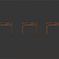 Three Square Wooden Side Tables With Natural Wood Texture And Vintage Design