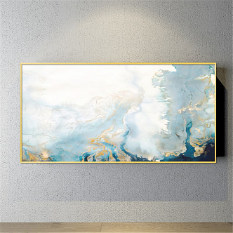 Modern abstract painting gold and silver commercial space abstract color block decorative painting 3d model