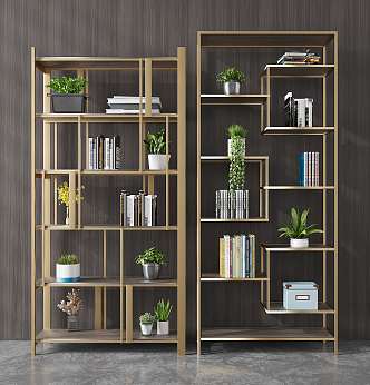 Modern Bookshelf Decorative Rack 3d model