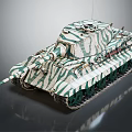 Highly Detailed Military Tank With Green White Camouflage And Metal Tracks
